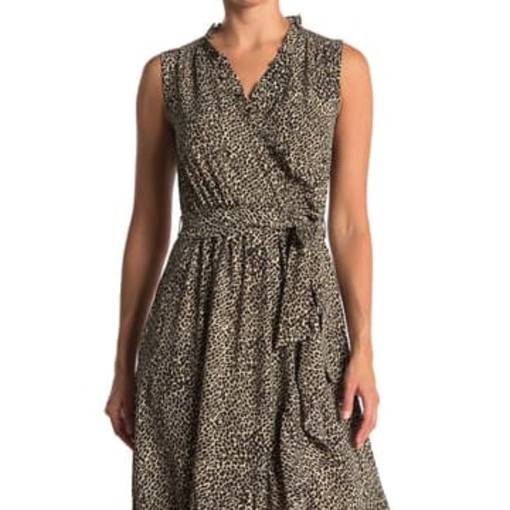 New London Times Ruffle Leopard Print Dress - Picture 2 of 5